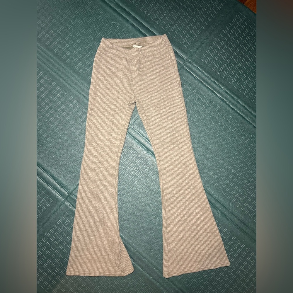 American Eagle Outfitters Womens Green Ribbed Flared Pants